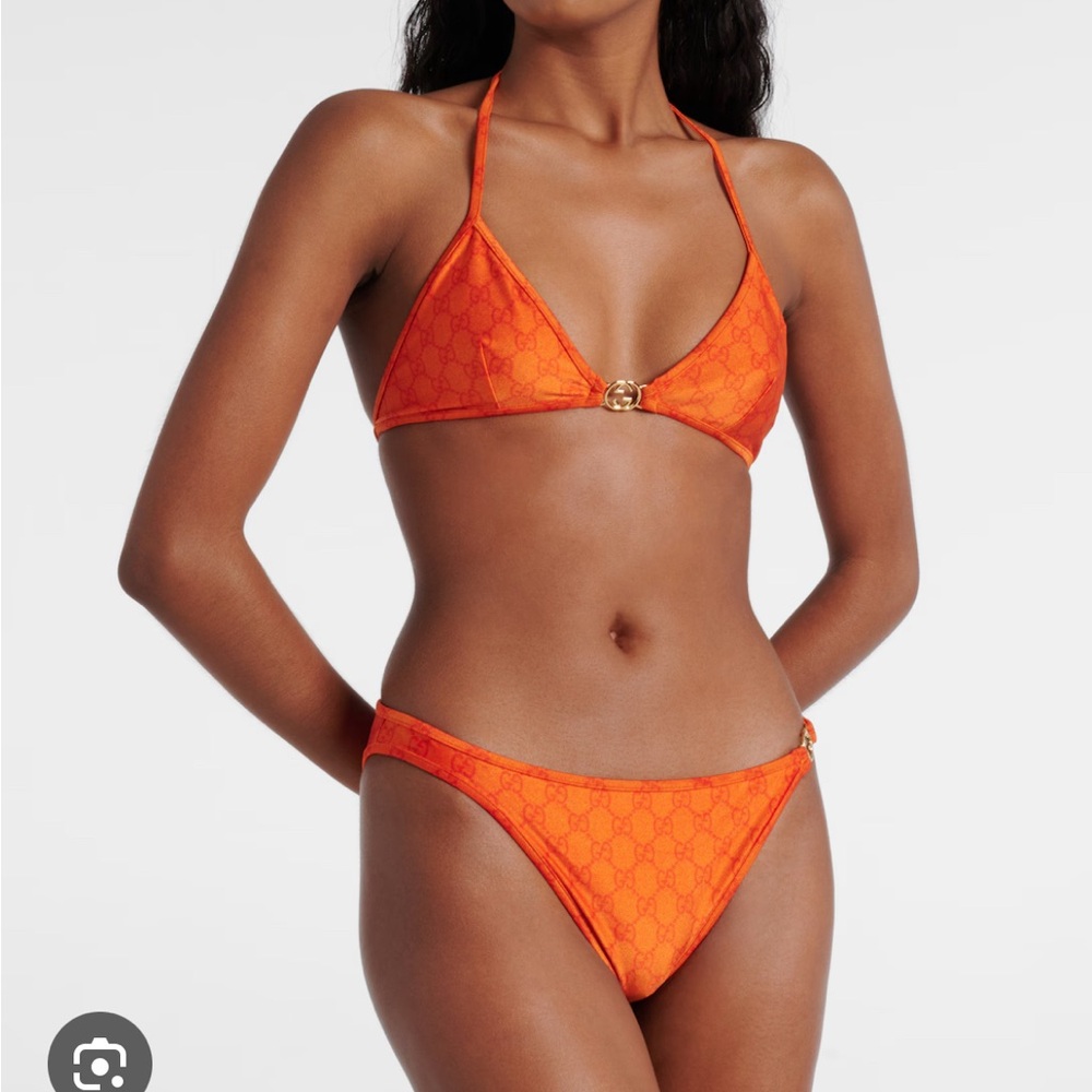 Gucci GG Stretch Jersey Orange Triangle Bikini Set